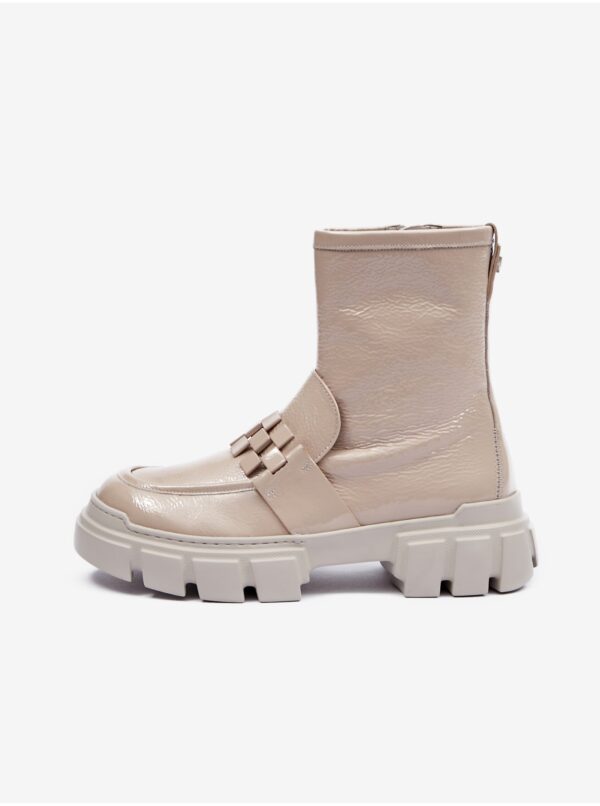 Cream women's leather patent leather ankle boots Högl Will - Women's