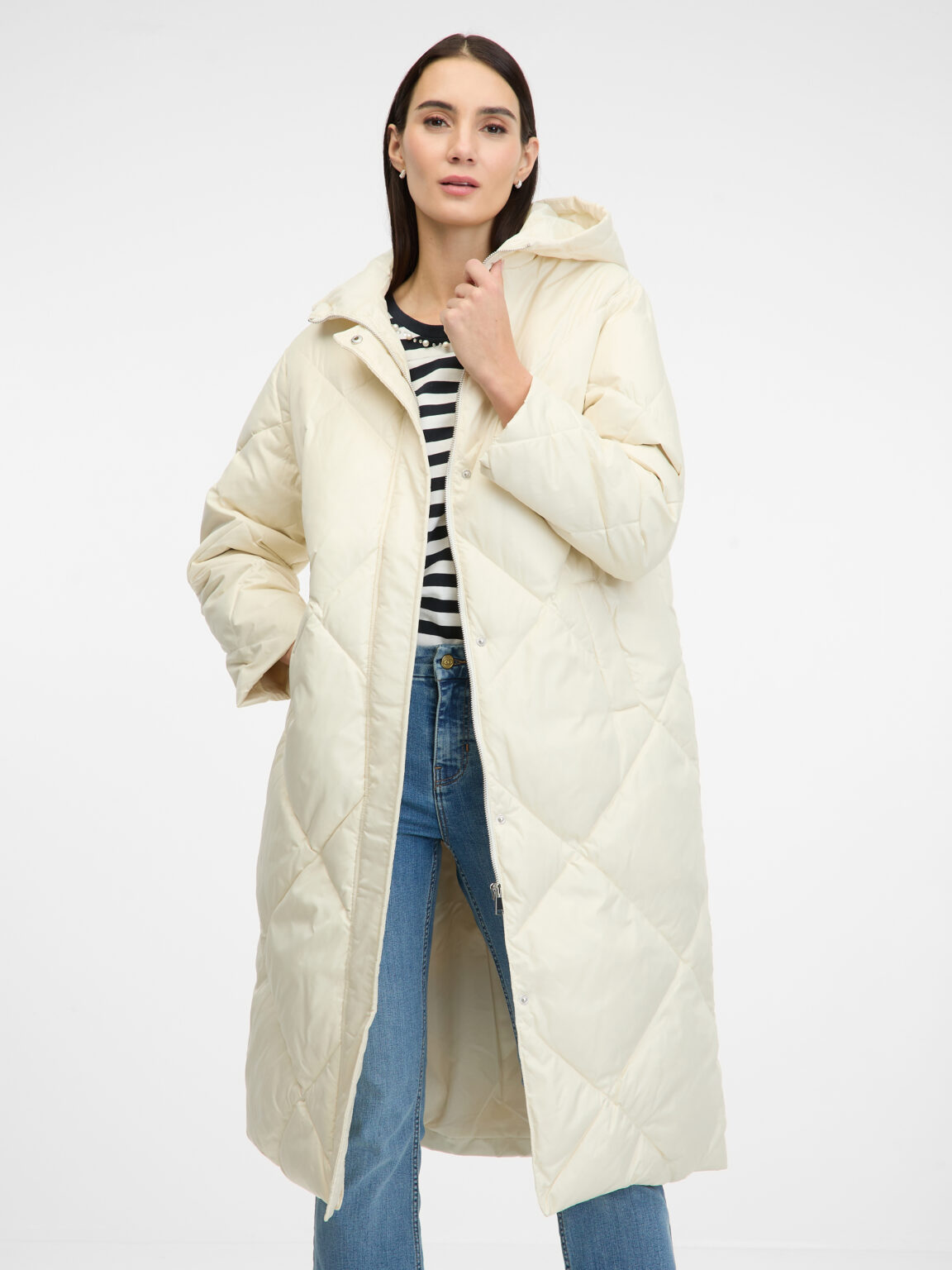 Cream women's quilted down coat ORSAY - Women's