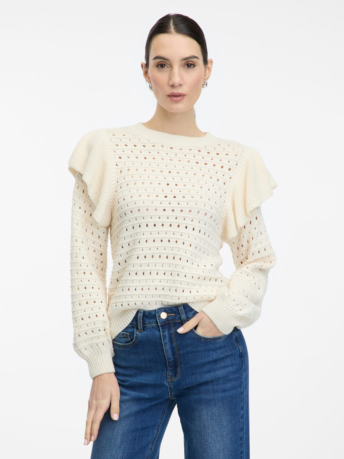 Cream women's sweater with frills ORSAY - Women's