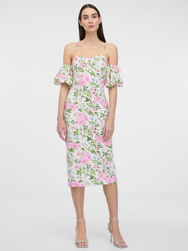 Creamy women's linen midi dress ORSAY
