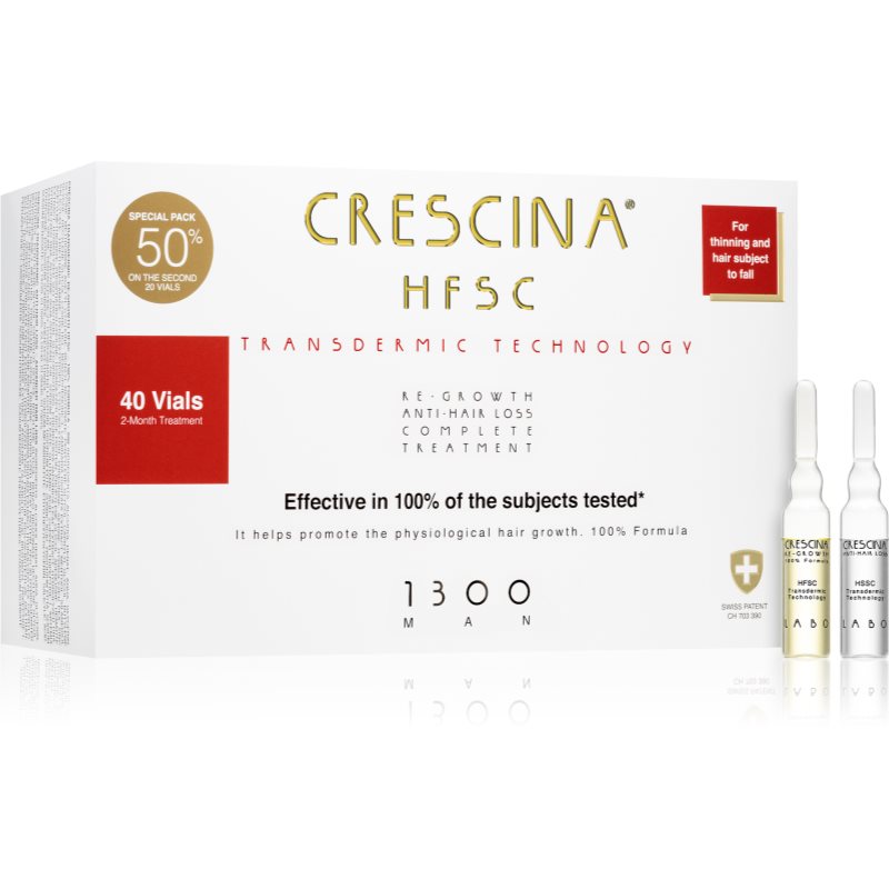 Crescina Transdermic 1300 Re-Growth and Anti-Hair Loss hajnövekedés és hajhullás elleni ápolás uraknak 40x3