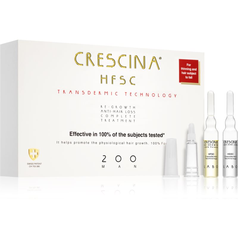 Crescina Transdermic 200 Re-Growth and Anti-Hair Loss hajnövekedés és hajhullás elleni ápolás uraknak 20x3