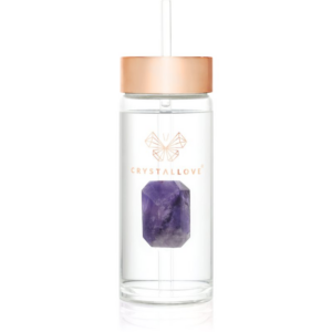 Crystallove Straw Water Bottle Kulacs szívószállal Amethyst 400 ml