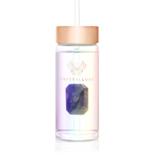 Crystallove Straw Water Bottle Kulacs szívószállal Hologram - Amethyst 400 ml-ár