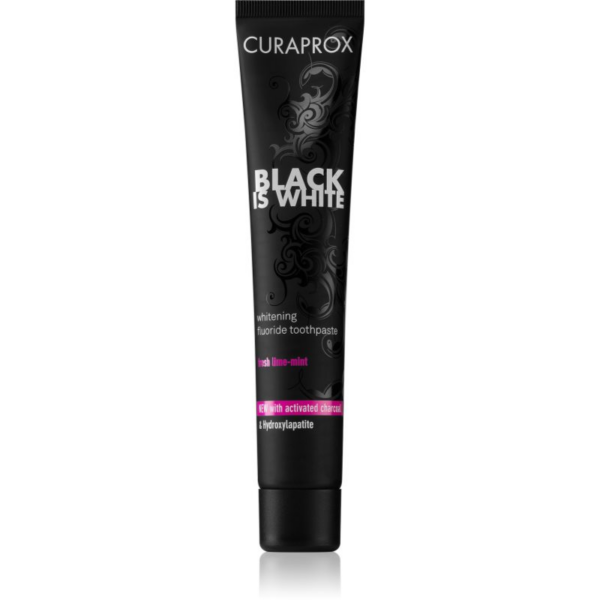 Curaprox Black is White fogfehérítő fogkrém faszénnel hydroxyapatittel íz Fresh Lime-Mint 90 ml-Ár
