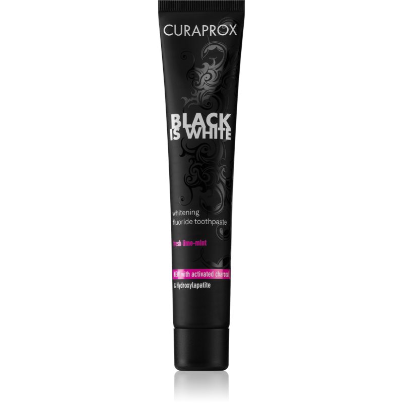 Curaprox Black is White fogfehérítő fogkrém faszénnel hydroxyapatittel íz Fresh Lime-Mint 90 ml-Ár