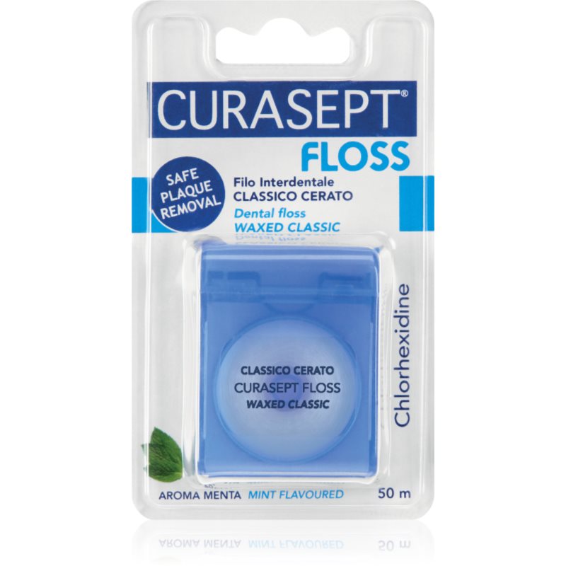 Curasept Dental Floss Waxed Classic viaszolt mentolos fogselyem antibakteriális adalékkal 50 m-Ár