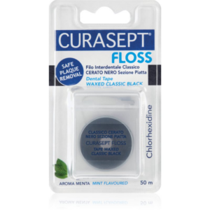 Curasept Dental Tape Waxed Classic Black fogászati viasz szalag antibakteriális adalékkal Mint 50 m-Ár