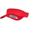 Curved red visor cap