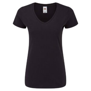 Czarna koszulka damska Iconic Vneck Fruit of the Loom