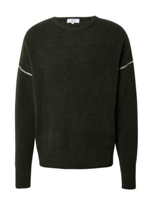 DAN FOX APPAREL Pulóver 'Thilo'  sötétzöld / fehér-hu