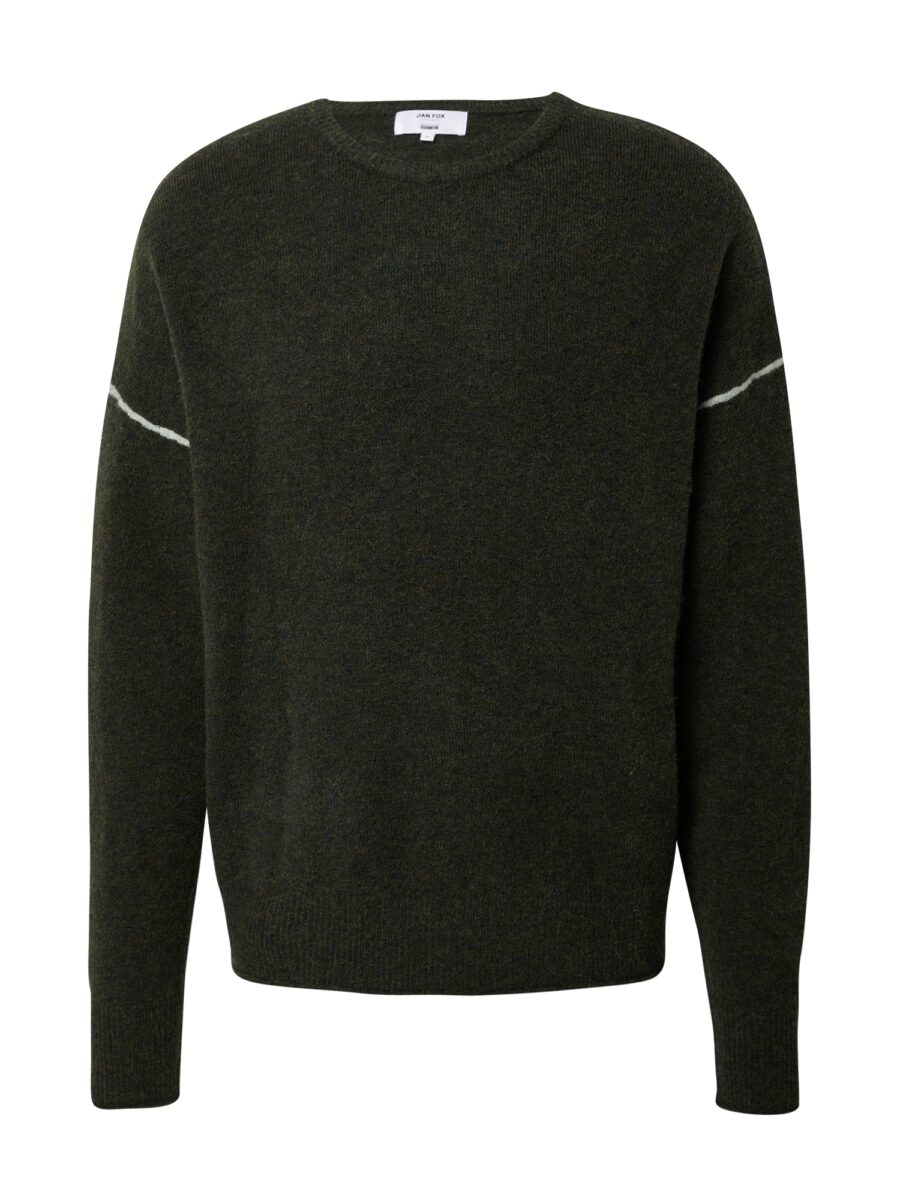DAN FOX APPAREL Pulóver 'Thilo'  sötétzöld / fehér-hu