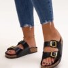 D/CEO Black slippers with fur insulated Valle