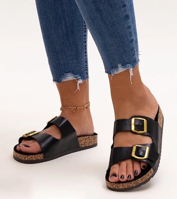 D/CEO Black slippers with fur insulated Valle