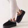D/CEO Black slippers with fur insulated Valle