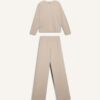 DEFACTO 2-Piece Set Crew Neck Long Sleeve Basic Plain Top Wide Leg Wide Leg Bottom