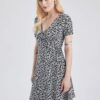 DEFACTO A-Line Wrap gallér mintás mini rövid ujjú ruha