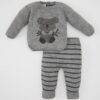 DEFACTO Baby Boy Long Sleeve Printed Knitwear Sweater Striped Bottom 2-Piece Set