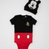 DEFACTO Baby Boy Newborn Disney Mickey & Minnie Envelope Collar Ribbed 2-Pack Short Sleeve Snap Bodysuit