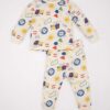 DEFACTO Baby Boy Pajama Set Printed Combed Cotton Long Sleeve Top Elastic Waist Long Bottom