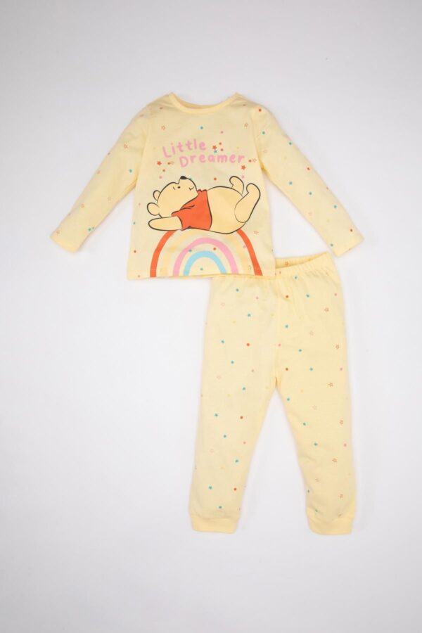 DEFACTO Baby Girl Disney Winnie The Pooh Long Sleeve Combed Cotton Pajama Set