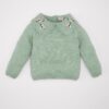 DEFACTO Baby Girl Green Floral Large Collar Knitwear Sweater