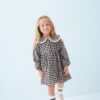 DEFACTO Baby Girl Large Collar Plaid Patterned Long Sleeve Buttoned Flannel Dress