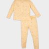 DEFACTO Baby Girl Pajama Set Food Printed Waffle Long Sleeve Top Long Bottom