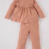 DEFACTO Baby Girl Pajama Set Long Sleeve Rib Top Long Bottom