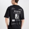 DEFACTO Beetlejuice (1988) Black Boxy Fit Crew Neck Back Printed Cotton Short Sleeve T-Shirt