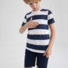 DEFACTO Boy Regular Fit Crew Neck Striped Patterned Short Sleeve T-Shirt