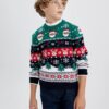 DEFACTO Boy's Christmas Themed Mini Me Crew Neck Knit Sweater
