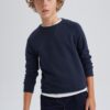 DEFACTO Boy's Navy Blue New Crew Neck School Sweatshirt