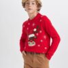 DEFACTO Boy's New Year Themed Crew Neck Sweater