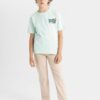DEFACTO Boy's Straight Leg Elastic Waist Pocket Beige Gabardine School Trousers