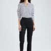 DEFACTO Cigarette Satin Trousers Basic Plain Normal Waist Elasticated Straight Leg