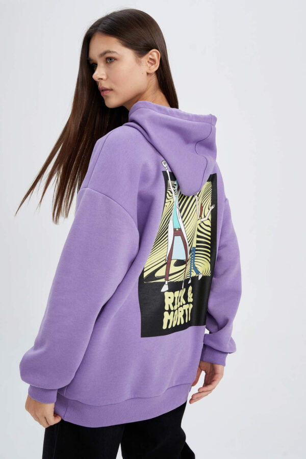 DEFACTO Coool Rick and Morty Licensed Oversize Fit Hoodie Printed Sweatshirt