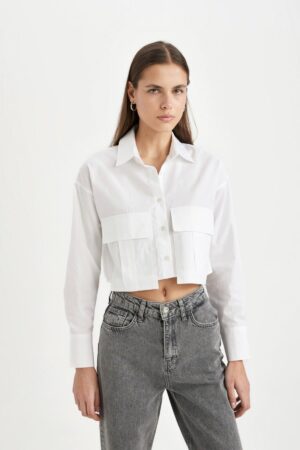 DEFACTO Crop Gabardine Long Sleeve Shirt