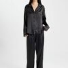 DEFACTO Fall In Love Pajama Set Satin Long Sleeve Top Elastic Waist Bottom