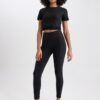 DEFACTO Fit Black High Waist Flexible Scuba Diving Fabric Sports Leggings