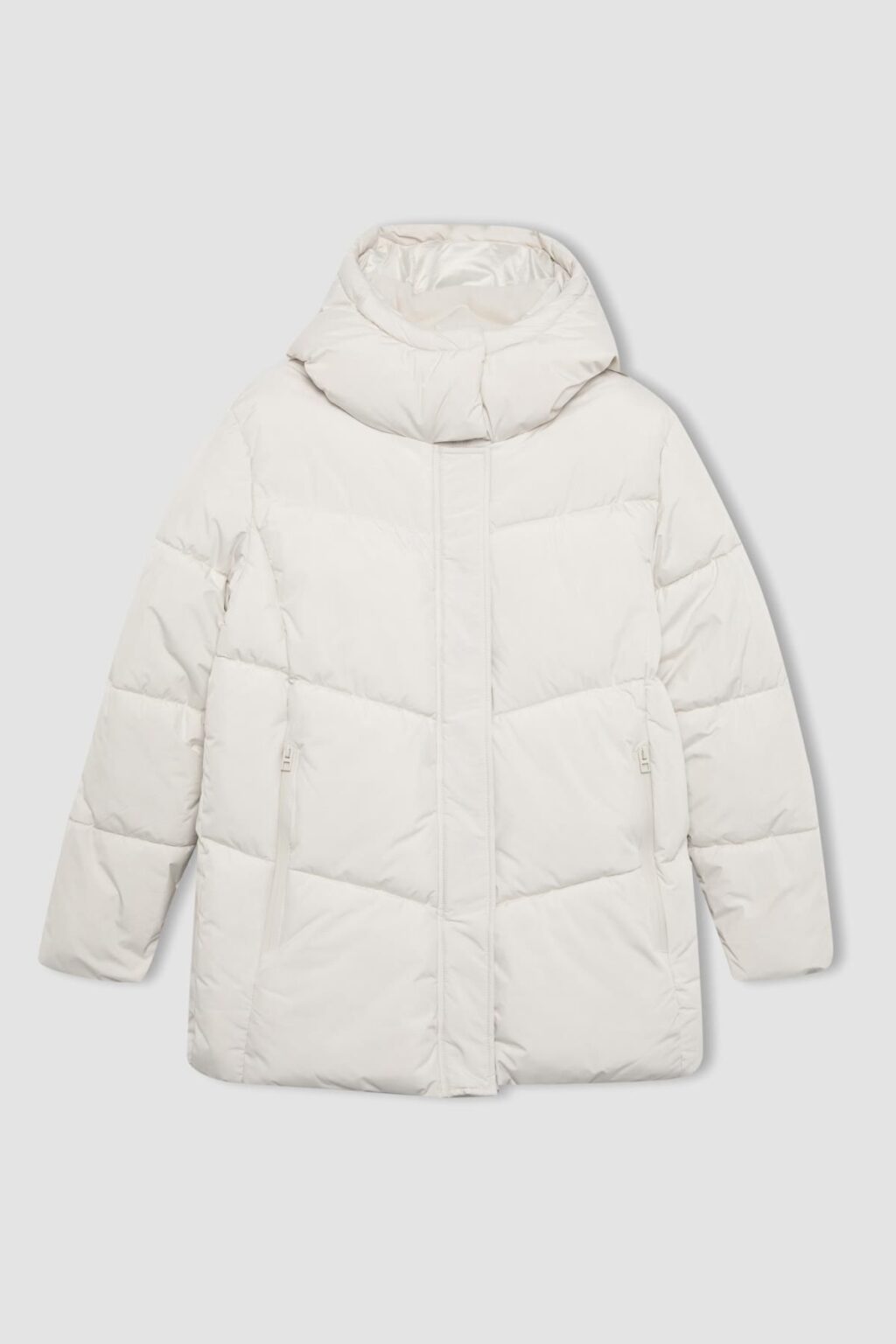 DEFACTO Fit Regular Fit Hooded Fleece Lined Puffer Inflatable Waterproof Coat