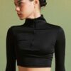 DEFACTO Fit Slim Fit Zippered Stand Collar Long Sleeve T-Shirt