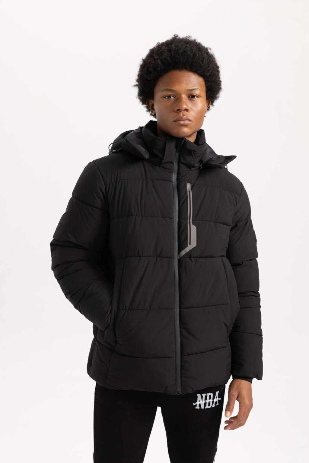 DEFACTO Fit Water Repellent Puffer Jacket Slim Fit Slim Cut Hooded Zippered Pocket