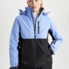 DEFACTO Fit Water Repellent Ski Jacket Color Block Detachable Hood Fleece Lined Zippered Pockets