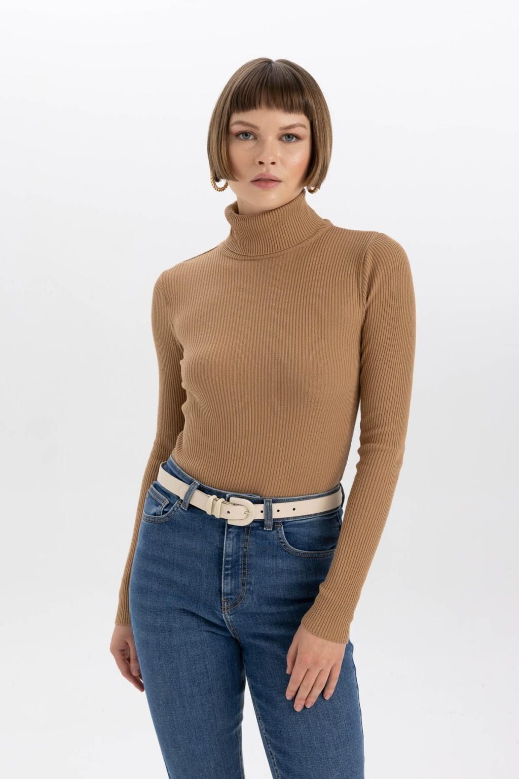 DEFACTO Fitted Turtleneck Knit Sweater