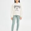 DEFACTO Girl 2-Piece Set Hooded Printed Sweater Elastic Waistband Ribbed Camisole Tights