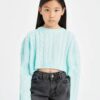 DEFACTO Girl Crop Crew Neck Hair Knitted Sweater