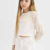 DEFACTO Girl's Relax Fit Crew Neck Ribbed Long Sleeve T-Shirt