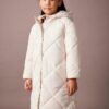 DEFACTO Girl's Water Repellent Hooded Quilted Long Coat