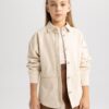DEFACTO Girl's Gabardine Long Sleeve Shirt